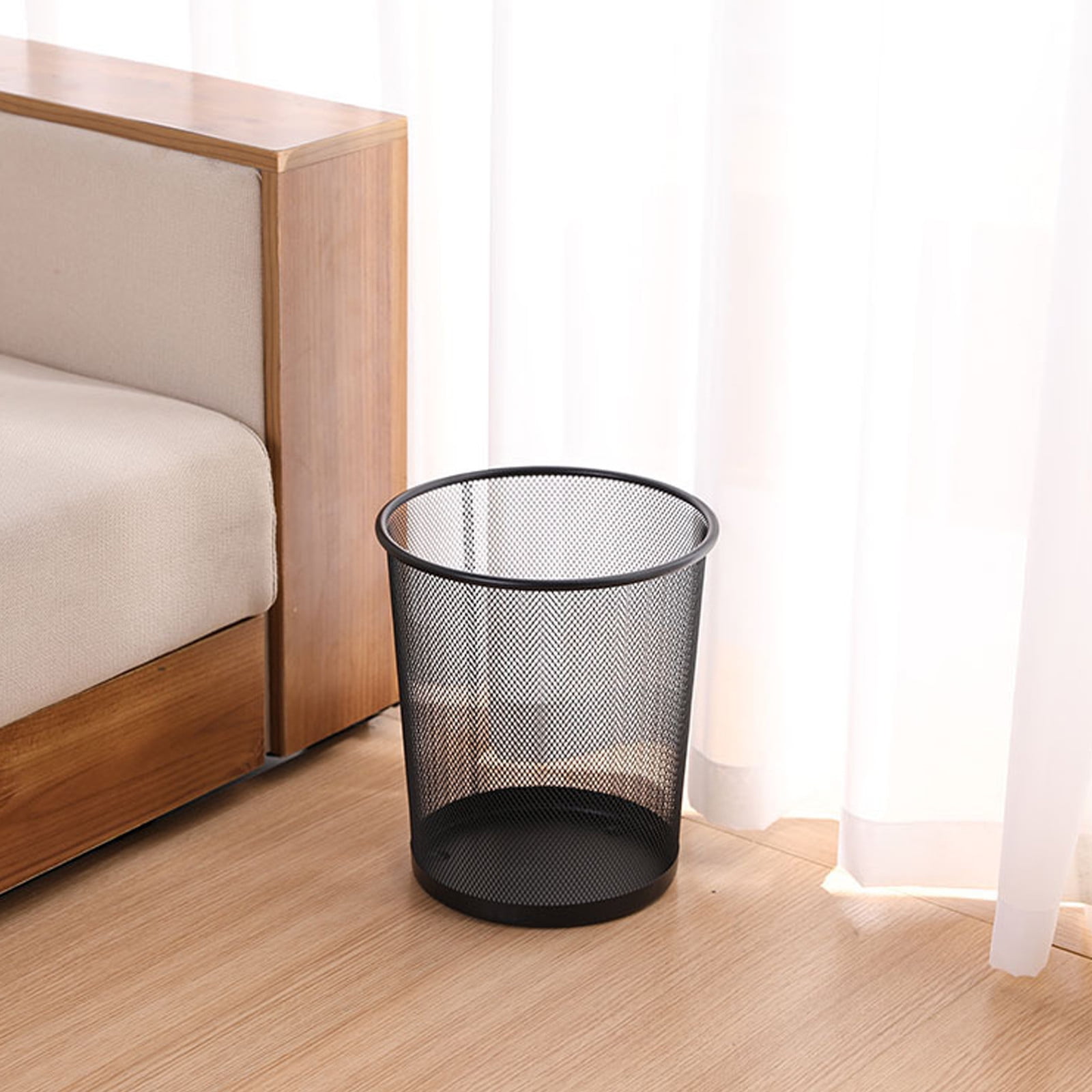 Blasgw Metal Meshround Garbage Can Trash Can Garbage Can Wastebaskets For Bathroom Bedroom Office Kitchen Small Space Living Trash Bin Black