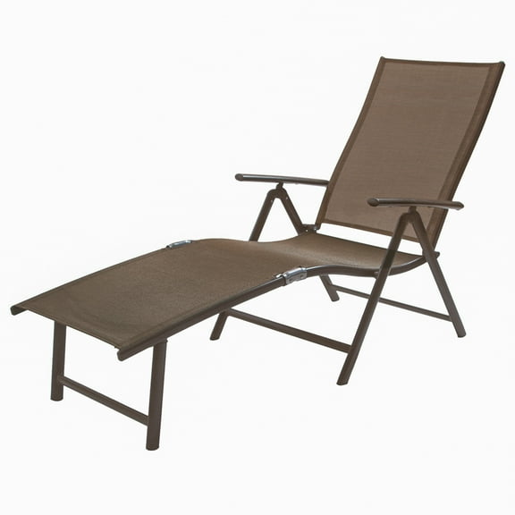 Crestlive Products Brown Outdoor Chaise Lounge Chair Aluminum Folding Recliner