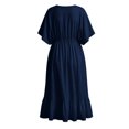 thumbnail image 3 of Pounoo Women's Beach Cover Ups V Neck Short Sleeve Chiffon Cover Ups Beach Vacation Style Lightweight Breathable Drawstring Waist Ruffle Hem Loose Fit Cover Ups Gift, 3 of 8