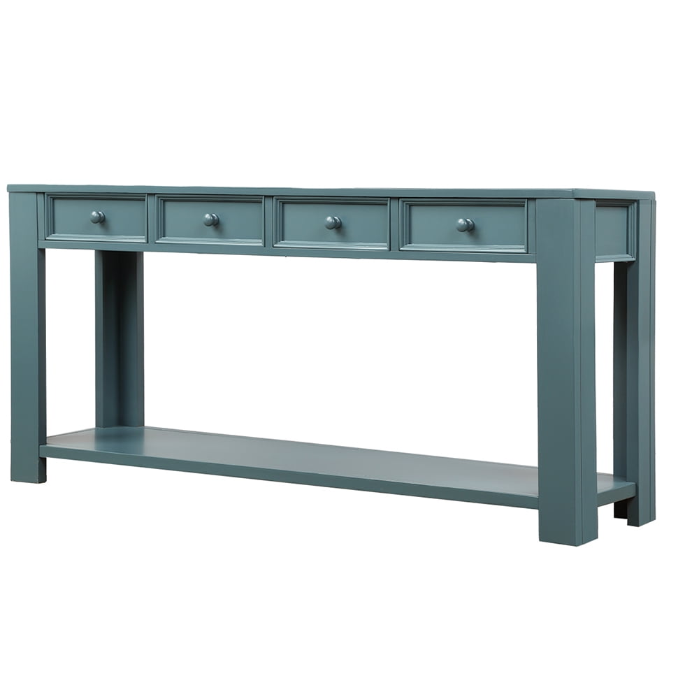 Kepooman Solid Wood Console Table with Storage Drawers & Bottom Shelf for Entryway Hallway, 64"L x 15"W x 30"H, Dark Blue Kepooman Solid Wood Console Table with Storage Drawers & Bottom Shelf for Entryway Hallway, 64"L x 15"W x 30"H, Dark Blue