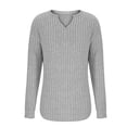 thumbnail image 6 of Womens Ribbed Spring Clothes, Fall Sweaters for Women Fashion Loose Fit Solid Color Notch V Neck Long Sleeve Pullover, 6 of 6
