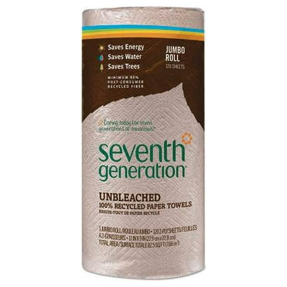 Natural Unbleached 100% Recycled Paper Kitchen Towel Rolls, 2-ply, 11 X 9, 120 Sheets/roll