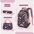 thumbnail image 2 of Kids School Backpack Set for Girls, 3 in 1 School Bag with Lunch Bag & Pencil Case for Primary Middle Students - Black, 2 of 9
