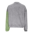 thumbnail image 4 of Lenpel Women's Fuzzy Fleece Sweatshirts Crewneck Long Sleeve Color Block Plush Warm Pullover Tops Soft Casual Sweaters(Green,Medium), 4 of 7