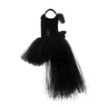 thumbnail image 5 of Vestido de tul con tutú negro para niñas, escote en V, cola, para fiesta de cumpleaños de noche, para niñas, vestido de baile para niñas, disfraz de Halloween, 1-14 años, 5 of 5