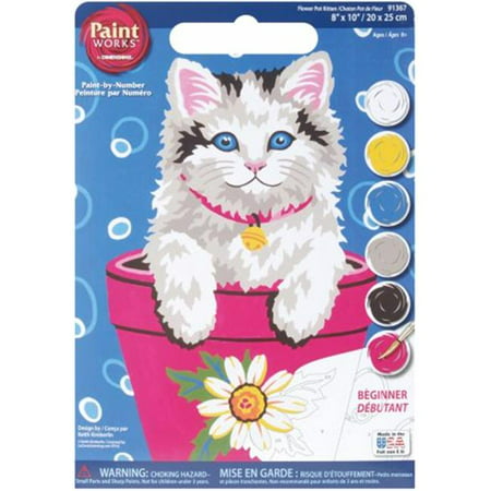 375100 Learn To Paint Paint By Number Kit 8 in. x 10 in. -Flower Pot