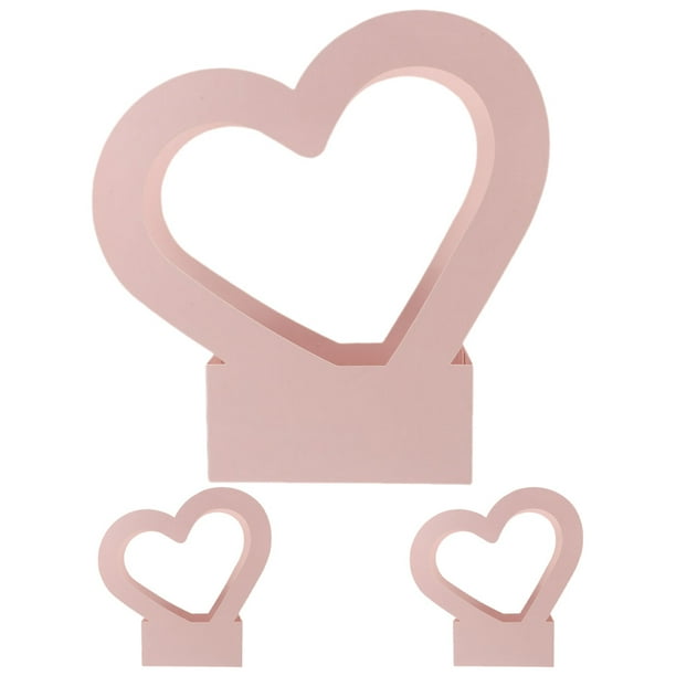 GOOHOCHY 3 cajas de regalo para ramo de mano, cajas para envolver flores, cajas florales con forma de corazón, cajas de papel para flores
