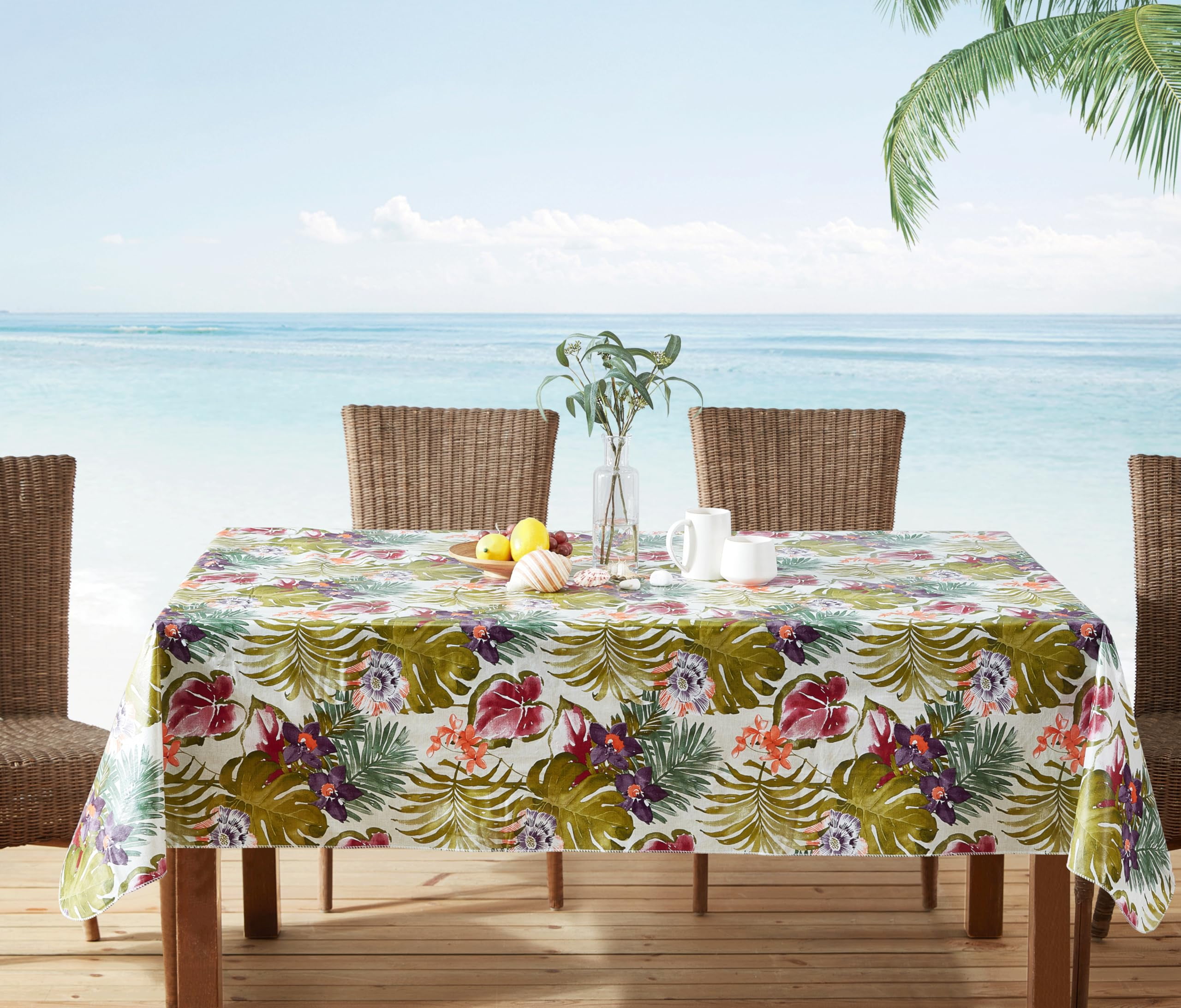 Newbridge Waterproof Rectangular Tablecloth, Kona Tropical Floral