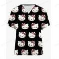 thumbnail image 2 of Jiayi Haut de Sarrau à Manches Courtes pour Femmes à Col en V avec Poche Hello Kitty, Imprimé de Dessins Animés, Régulier, 2 of 6