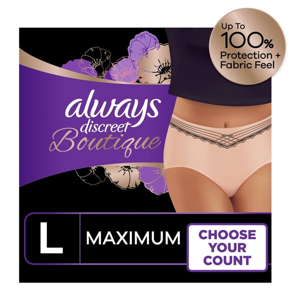 Always Discreet Boutique Max Incontinence Underwear, Large, 18 Count