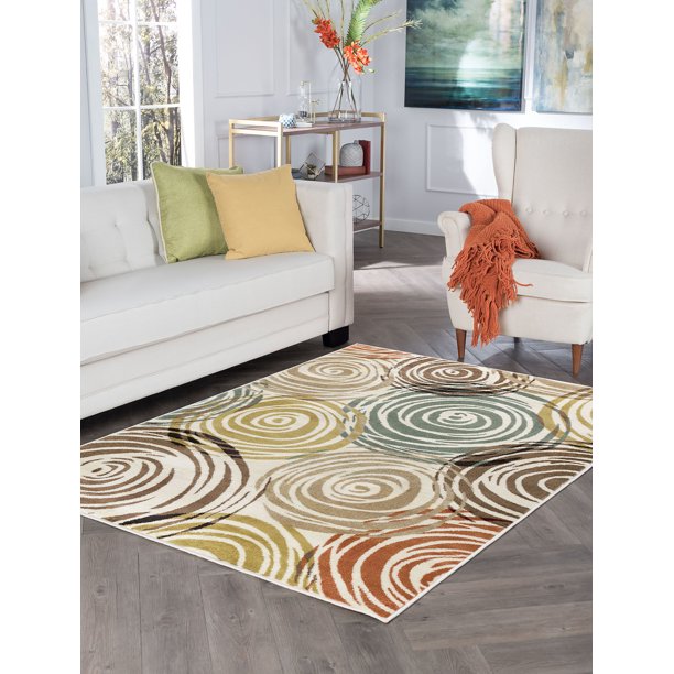 Contemporary 9x12 Area Rug (8'9'' x 12'3'') Abstract Ivory, Beige