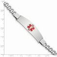 thumbnail image 3 of White Sterling Silver bracelet Medical Curb Red 8 in 7 mm, 3 of 3