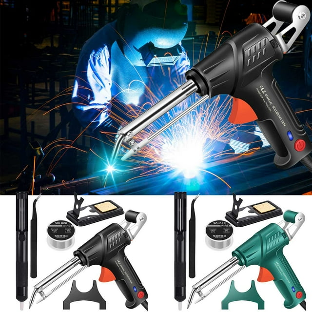Fufafayo 2Pcs Handheld Soldering Machine 110V, 60W Soldering Iron With Light, Multifunctional Semi-Automatic Soldering Tool for Electronics Repair, DIY Projects and Hobby Craft, Professional