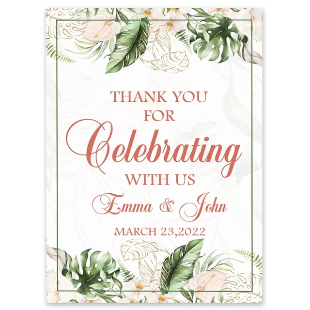 Darling Souvenir MADE WITH LOVE Custom Thank You For Celebrating With UsTropical LeavesWelcomeSignIdeal For Celebration - 18x12