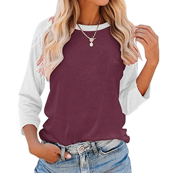 MHFRRA Women's Long Sleeve Casual T-Shirt Round Neck Soft Daily Basic Top with Raglan Sleeve Design for Comfortable Wear
