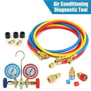 Diagnostic Manifold Gauge Set 5ft. 5FT Hoses R410A R22 R404A AC Brass Manifold Gauge Tool Set