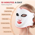 thumbnail image 3 of LED Face Mask Light Therapy, 7-color LED mask phototherapy, 180 LEDs photon facial skincare anti wrinkle and acne removal, Type-C charging, suitable for family and travel (White), 3 of 11