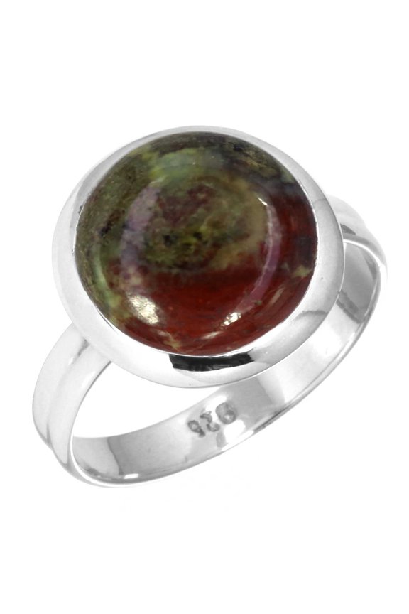 925 Sterling Silver Women Jewelry Natural Dragon Blood Jasper Ring