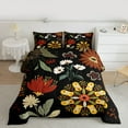thumbnail image 2 of Homewish Rustic Flower Floral Bedding Comforter Set,Ancient Boho Style Twin Comforter Sets,Black Red Orange Bedding Set For Adult,Breathable Home Decor Reversible,2-Piece, 2 of 8