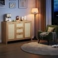thumbnail image 1 of 1Set Bp/Mdf Rattan 3 Drawers 2 Doors Thick Board Side Cabinet, 1 of 9
