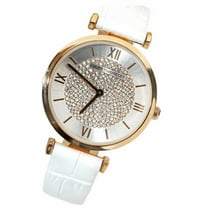Countess Luxury Women’s Watch – 32mm White Leather Strap, Rose Gold-Tone Stainless Steel, Elegant Design