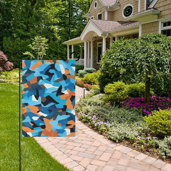 Blue and Orange Abstract Pattern Seamless Garden Flag 12x18 inch Double Sided Outside Yard Decorations for Home Outdoor