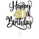 thumbnail image 2 of Cake Topper Ruscalin Feliz 40.º Cumpleaños Negro y Dorado, 2 of 7