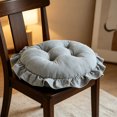 thumbnail image 4 of Steadline Round Chair Cushion,Ruffled Edge Tufted Seat Pad With Anti Slip Base,Soft Padded Chair Mat For Dining Furniture Bedroom Vanity Window Stool And Household Indoor Decoration(Gray), 4 of 7