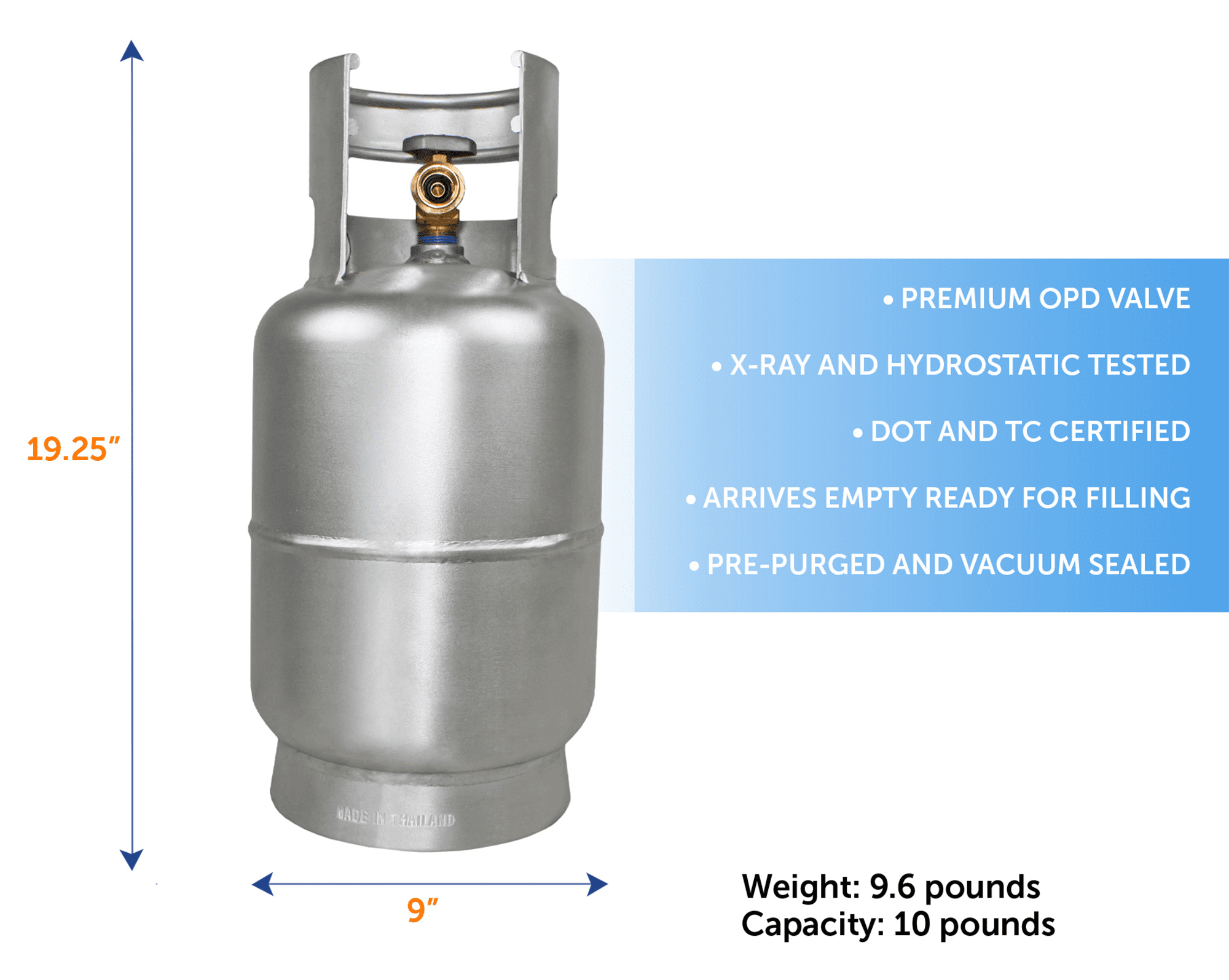 Flame King 10lb Aluminum Propane Tank with Opd Valve, Corrosion-Resistant for Outdoor Grilling and RV Use