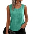thumbnail image 6 of Women's Linen Sleeveless Tank Tops Summer Shirts Casual Blouses Light Green XL, 6 of 9