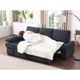 thumbnail image 4 of Mackenzie 91"W Charcoal Chenille Rev.Sleeper Sect. Storage+Cuphldrs+USB Ports, 4 of 13