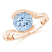 ANGARA Natural Semi Bezel-Set Solitaire Round 1.6 ct Aquamarine Bypass Ring in 14K Rose Gold for Women (Size-8mm) | March Birthstone, Anniversary, Jewelry Gift for Women | Natural Aquamarine Ring