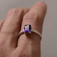 thumbnail image 3 of Natural Amethyst Ring Trillion Cut Purple Gemstone Ring February Birthstone Ring Sterling Silver Ring Engagement Ring, 3 of 3