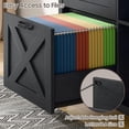 thumbnail image 5 of Lateral File Cabinet with 2 Drawers and Door, Farmhouse File Cabinet for A4/Letter Size Hanging Files, Large Wood File Storage Cabinets Printer Stand with Open Space for Home Office Furniture, Black, 5 of 14