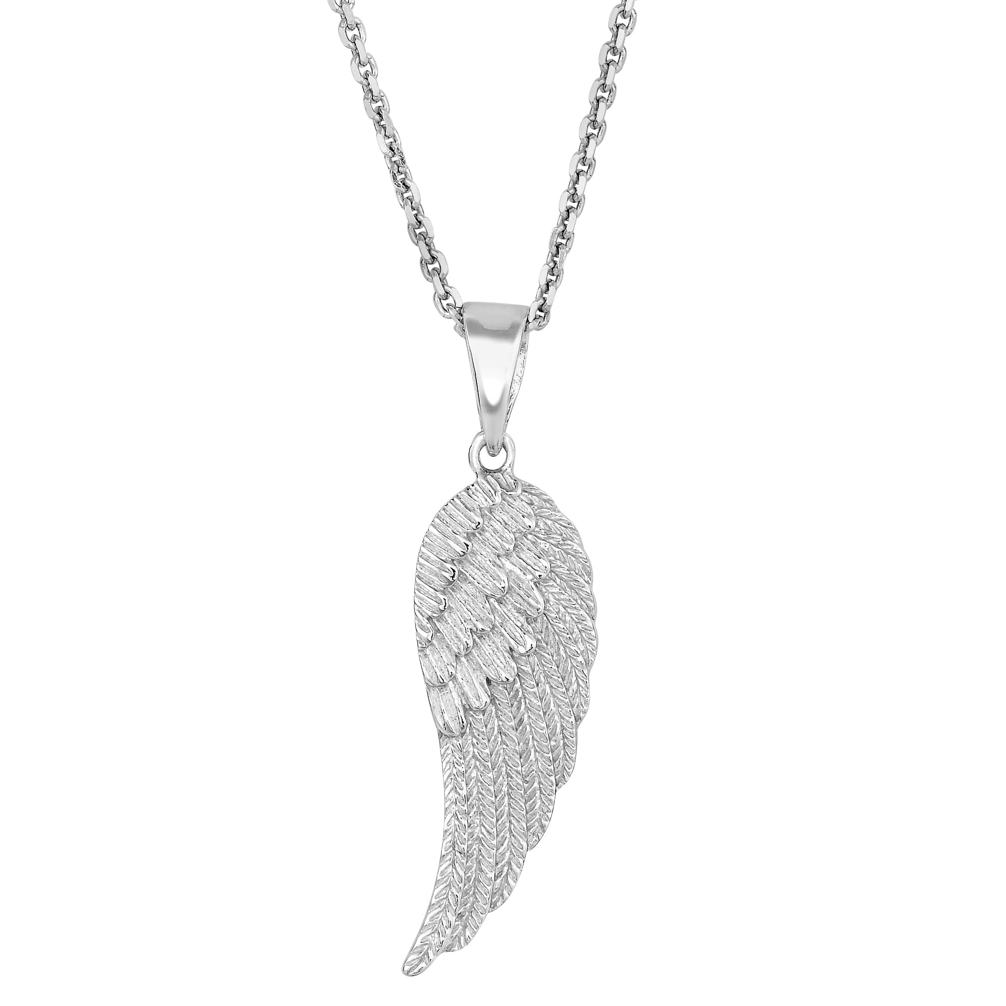 Jewelry Affairs Sterling Silver Angel Wing Pendant Necklace 18 Walmart Com Walmart Com