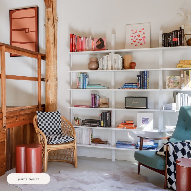 Nathan James Theo Tall 6-Shelf Wall Mount Bookcase, White Wood