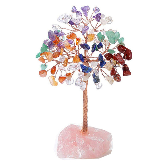 Rose Quartz Crystal Tree,Artificial Crystal and Healing Stone Tree Crystal Stone Tree Gem Tree.Valentine'S Gifts C