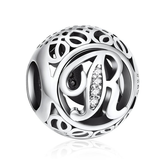 Erizteya Sterling Silver Letter R Bracelet Charm, ABC 123 Theme, 1 Count