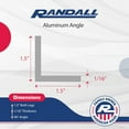 thumbnail image 2 of 4 FT - 1 1/2" x 1/16" Aluminum Angle 6063 Alloy T-6 Temper, 2 of 5