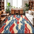 Area Rug 5x7ft Red White Blue Wave Washable Area Rugs for Living Room ...