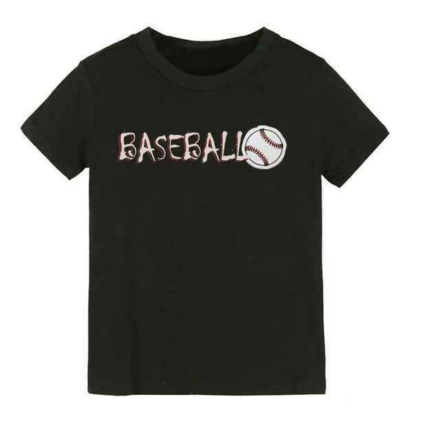 Playeras Gibobby para niñas Verano Color sólido Béisbol Estampado dibujos animados negro 12-18 meses