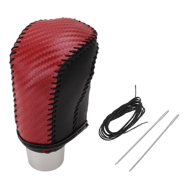 Cubierta de pomo de cambio de marcha Unique Bargains para Honda Civic 2016-2021, antideslizante, fibra de carbono roja, protector de mango de cambio negro de cuero sintético, 1 Pc