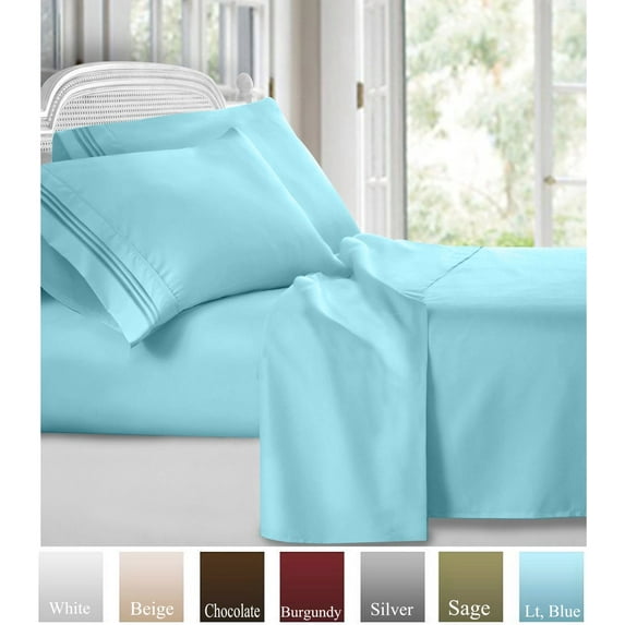 Ruthy's Textile Bed Sheet Set- Hotel Luxury Brushed Microfiber 1800 Bedding -Wrinkle, Fade, Stain Resistant - Hypoallergenic, Soft-Deep Pockets Sheets & Pillow Case Set -4 Piece (Light Blue, Cal King)