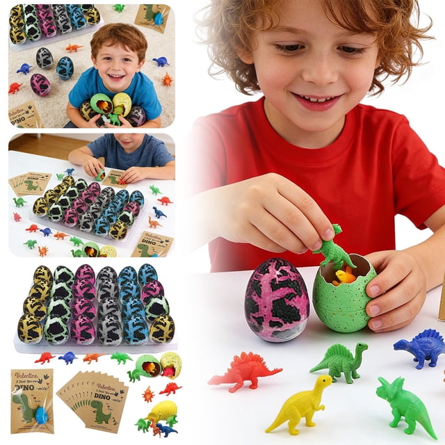 24 Packs Valentines Cards With Dinosaur Egg Hatching Funny Eggs Easter Exchange Cards For Girls Boys Class School Classroom