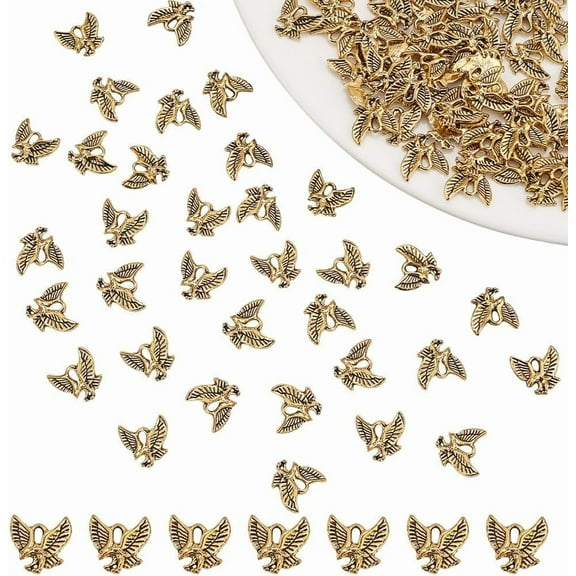 100 Pcs Metal Eagle Charms Antique Golden Alloy Hawk Pendants Tibetan Style Flying Animal Charms Vintage Pendants