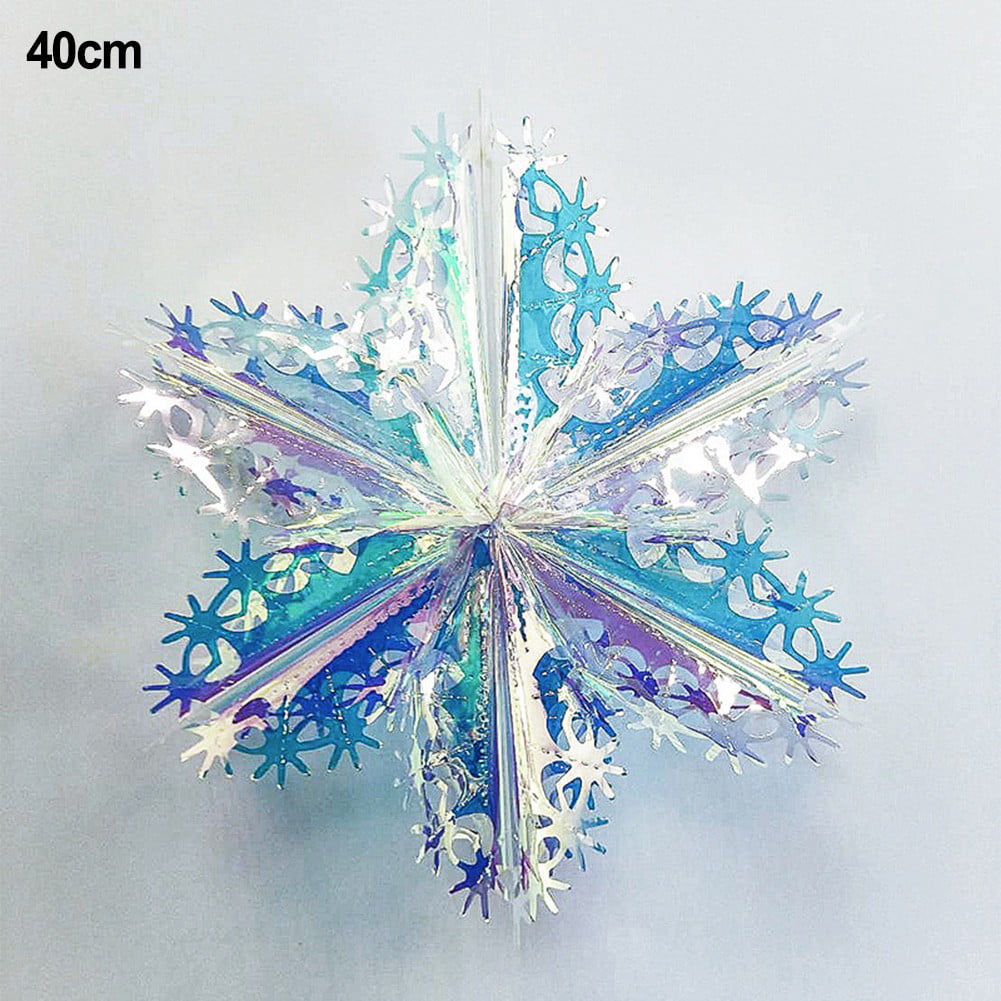 Iridescent Party Hanging Ornament Christmas Tree Hexagonal Star Snowflake  Snow Ball Decorative Paper Fan for Birthday Wedding Bridal Shower Christmas  Party Decor 