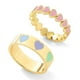 thumbnail image 1 of Anillo Colorido En Forma De Corazón Anillo De Dedo Apilable Anillo De Pareja Para El Aniversario De Cumpleaños Del Día De San Valentín 2 Uds Minnieouse AP006766-02, 1 of 6