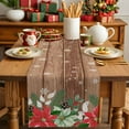 thumbnail image 4 of Burlap Table Runner 70 Inches Long,Christmas Flower Leaf Pine Cones Non-Slip Kitchen Table Runners for Dining Room Everyday Use Party Table Decorations Winter Snowflake Wood Board, 4 of 9