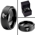 thumbnail image 4 of Tungsten Cowboy Cowboys Bandit Banditry Band Ring 8mm Men Women Comfort Fit Black Step Bevel Edge Brushed Polished, 4 of 4