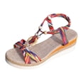 thumbnail image 6 of Rokment Boho Platform Wedge Dress Sandals for Women 2026 Beach Summer Ethnic Colorful Linen Sole Memory Foam Espadrilles High Heels Slingback Sandals A Size 6, 6 of 7